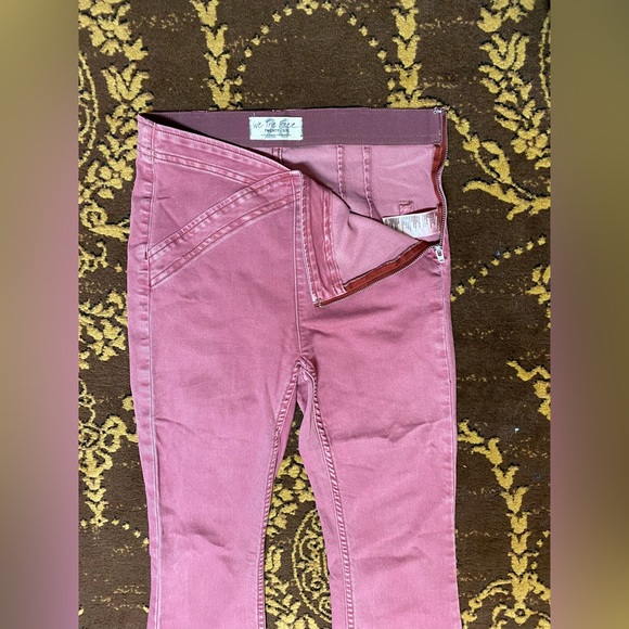 Free People We the Free Juliet Flare Jeans Size 26 Side Zip Pink Stretch Denim - Picture 5 of 15